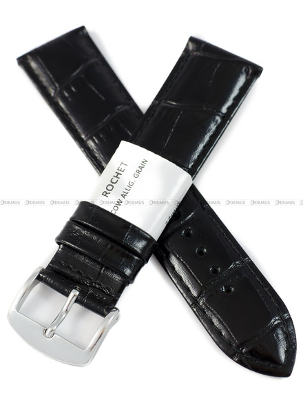 Pasek skórzany do zegarka - Rochet London 6092201 - 22 mm - Czarny