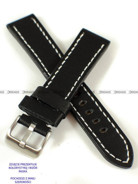 Skórzany pasek do zegarka Pacific W48.24.1.7, 24 mm, Czarny