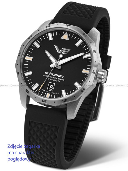 Pasek silikonowy czarny do zegarka Vostok Europe N-1 Rocket NH35A-125A747 - 20 mm