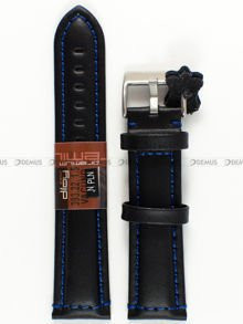 Skórzany pasek do zegarka Diloy 393.22.1.5, 22 mm, Czarny