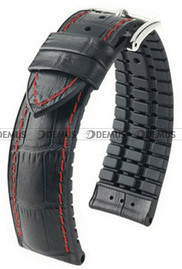 Skórzano-kauczukowy pasek do zegarka Hirsch 00925128052-2-20, 20 mm, Czarny