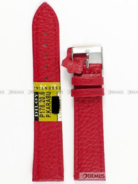 Skórzany pasek do zegarka Diloy P178.20.6, 20 mm, Czerwony