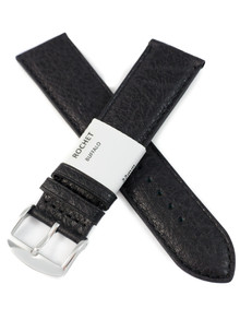 Pasek skórzany do zegarka - Rochet Buffalo 5020801 - 22 mm - Czarny