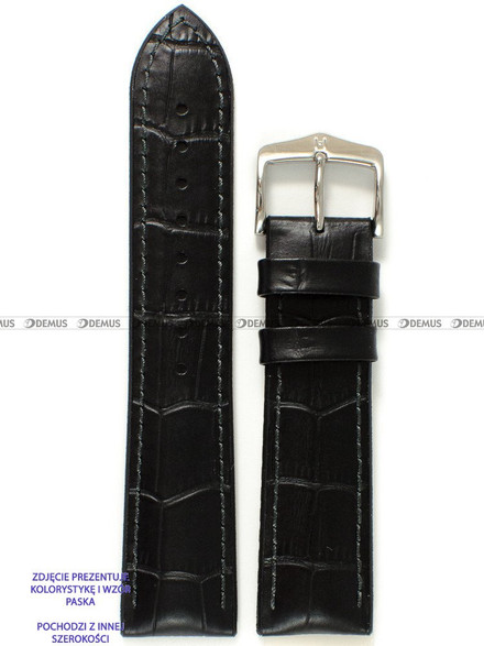 Skórzano-kauczukowy pasek do zegarka Hirsch 0925028050-2-24, 24 mm, Czarny