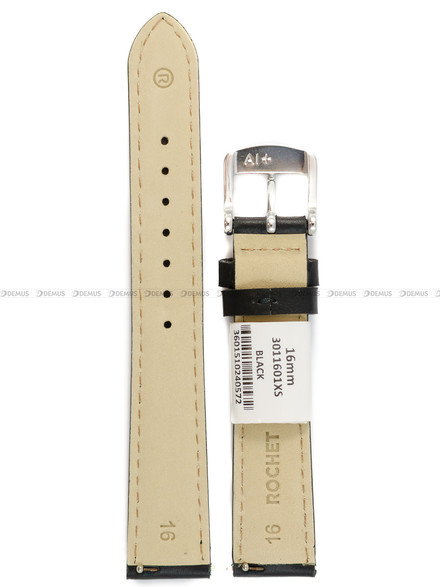 Pasek skórzany do zegarka - Rochet New York 3011601XS - 16 mm - Czarny