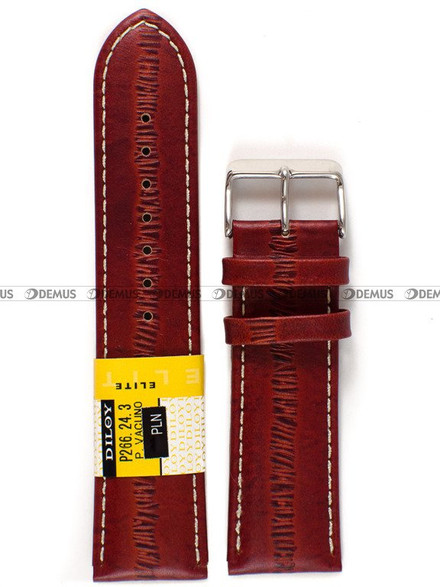 Skórzany pasek do zegarka Diloy P266.24.3, 24 mm, Bordowy