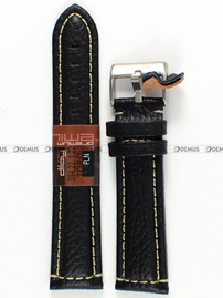 Skórzany pasek do zegarka Diloy 394.22.1.22, 22 mm, Czarny