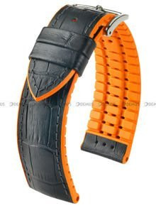 Skórzano-kauczukowy pasek do zegarka Hirsch 0927628050-2-20, 20 mm, Czarny