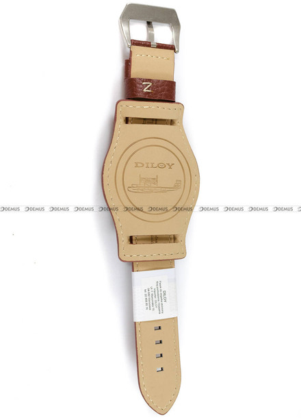 Skórzany pasek do zegarka Diloy 386.24.9, 24 mm, Brązowy