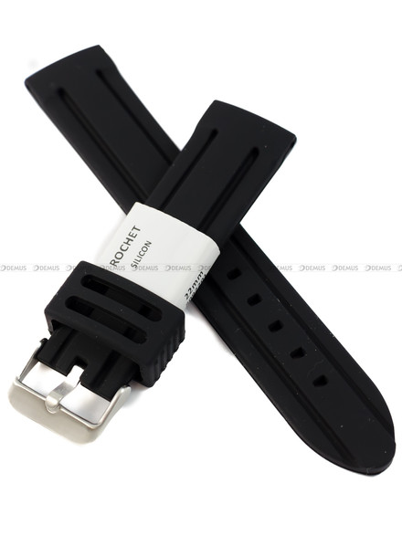 Pasek silikonowy do zegarka - Rochet Malibu 8092201 - 22 mm - Czarny