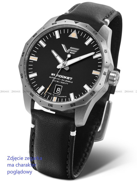 Pasek skórzany czarny do zegarka Vostok Europe N-1 Rocket NH35A-125A747 - 20 mm