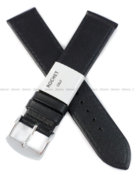Pasek skórzany do zegarka - Rochet Leeds 6130701 - 20 mm - Czarny