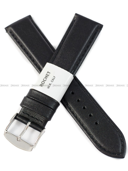 Pasek skórzany do zegarka - Rochet Neptune 7230701 - 20 mm - Czarny