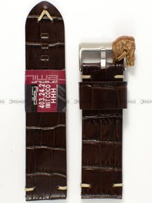 Skórzany pasek do zegarka Diloy 403.24.2, 24 mm, Brązowy