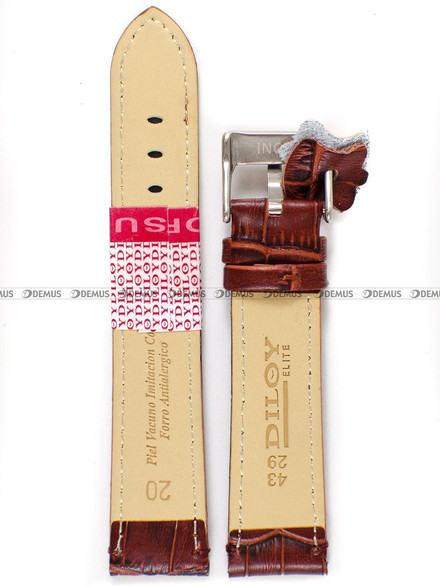 Skórzany pasek do zegarka Diloy 361.20.8, 20 mm, Brązowy