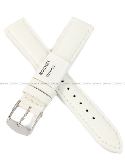 Pasek skórzany do zegarka - Rochet Miami 5411602ST - 16 mm - Biały