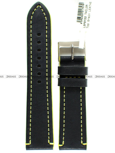 Skórzany pasek do zegarka LAVVU LSPBY22, 22 mm, Czarny