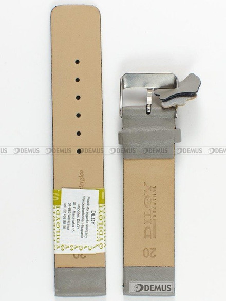 Skórzany pasek do zegarka Diloy 327.20.7, 20 mm, Popielaty