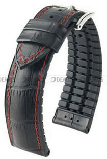 Skórzano-kauczukowy pasek do zegarka Hirsch 00925128052-2-20, 20 mm, Czarny