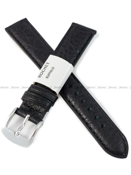 Pasek skórzany do zegarka - Rochet Buffalo 5020501 - 16 mm - Czarny
