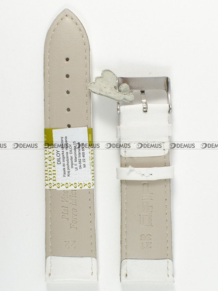 Skórzany pasek do zegarka Diloy 302.22.22, 22 mm, Biały