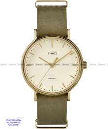 Skórzany pasek do zegarka Timex PW2P98500, 18 mm, Zielony, Szary
