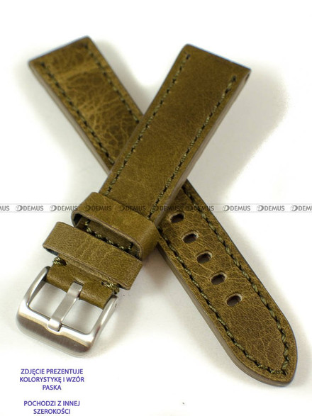 Skórzany pasek do zegarka Pacific W48.24.9.9, 24 mm, Zielony