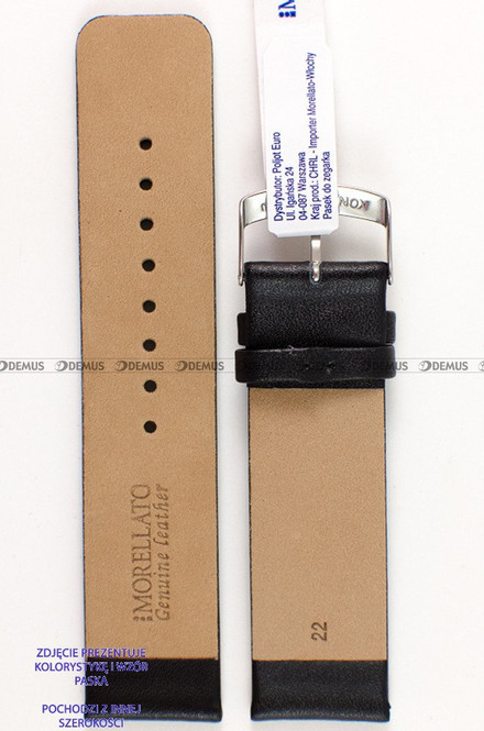 Skórzany pasek do zegarka Morellato A01X3076875019CR24, 24 mm, Czarny