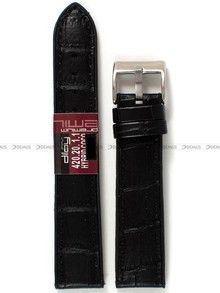 Pasek do zegarka z poliuretanu pokrytego skórą Diloy 420.20.1.1, 20 mm, Czarny