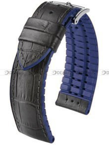 Skórzano-kauczukowy pasek do zegarka Hirsch 0928028050-2-20, 20 mm, Czarny