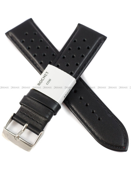 Pasek skórzany do zegarka - Rochet San Marino 5130801 - 22 mm - Czarny