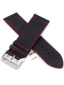 Skórzany pasek do zegarka LAVVU LSPBR26, 26 mm, Czarny