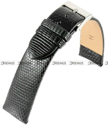 Pasek do zegarka ze skóry jaszczurki Horido 0076.01.22S, 22 mm, Czarny