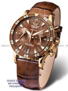 Skórzany pasek do zegarka Vostok Undine-skórzany-brązowy-croco-zł-kl., 20 mm, Brązowy