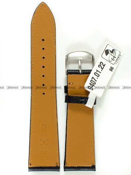 Skórzany pasek do zegarka Horido 9407.01.22S, 22 mm, Czarny
