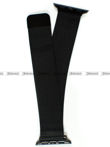 Siateczkowa (mesh), zapinana na magnes bransoleta do zegarka Demus Bra4, 20 mm, Przy kopercie: 38 mm, Czarna