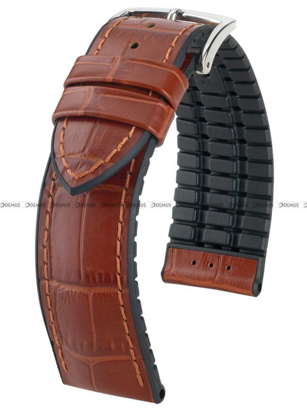 Skórzano-kauczukowy pasek do zegarka Hirsch 0925028070-2-24, 24 mm, Brązowy