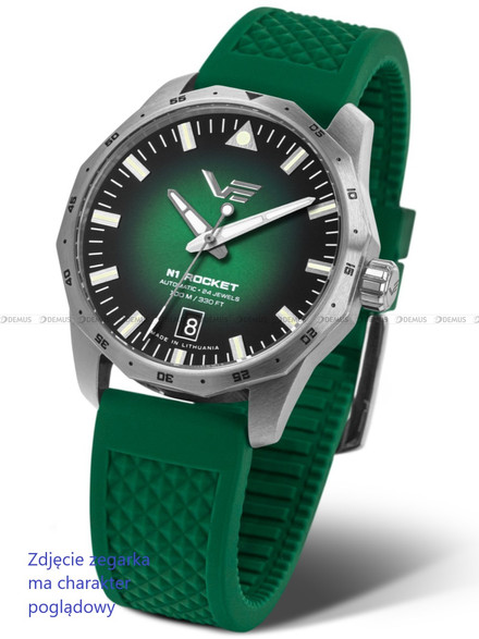 Pasek silikonowy zielony do zegarka Vostok Europe N-1 Rocket NH35A-125A749 - 20 mm
