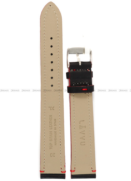 Pasek skórzany do zegarka - LAVVU LSQBR22 - 22 mm - XXL