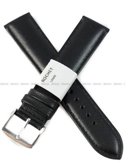 Pasek skórzany do zegarka - Rochet Screen 6330701 - 20 mm - Czarny