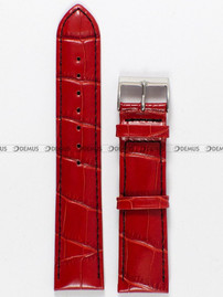 Skórzany pasek do zegarka Bisset PB21.20.4, 20 mm, Czerwony