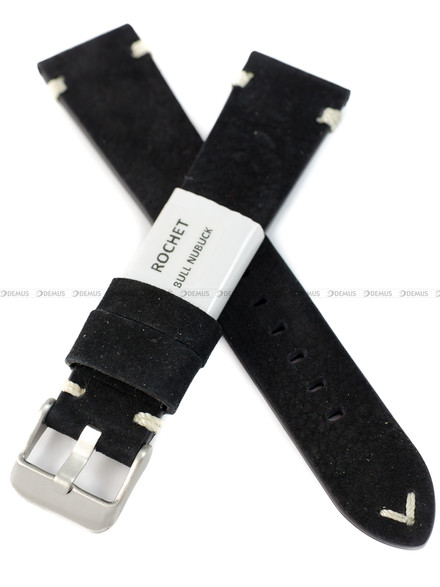 Pasek skórzany do zegarka - Rochet Minnesota 7482001 - 20 mm - Czarny