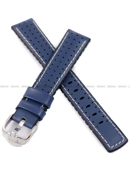 Skórzano-kauczukowy pasek do zegarka Hirsch 0915075080-2-18, 18 mm, Niebieski