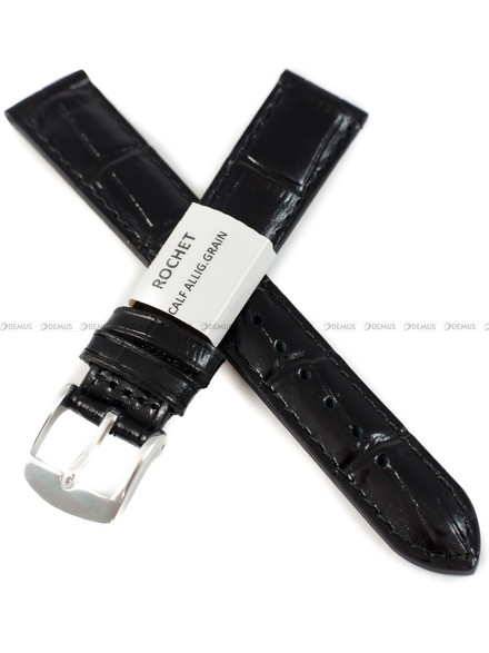 Pasek skórzany do zegarka - Rochet Yaounde 5190501 - 16 mm - Czarny