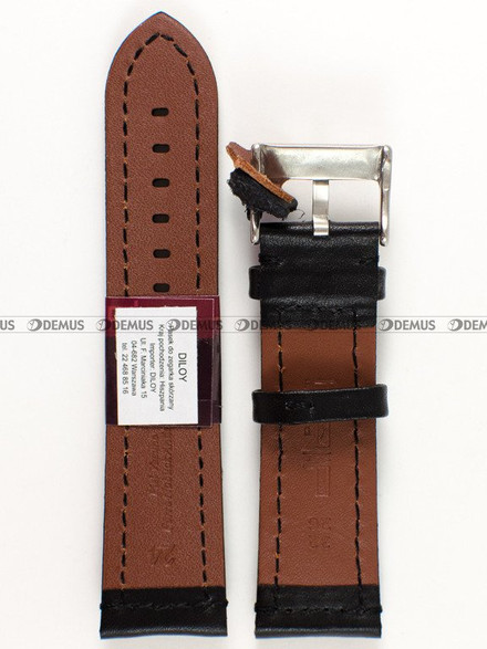Skórzany pasek do zegarka Diloy 393.24.1, 24 mm, Czarny