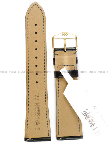 Pasek skórzany z aligatora do zegarka - Hirsch London 04207059-1-19 - 19 mm - Zwężany