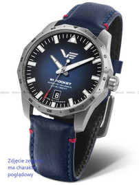 Pasek skórzany niebieski do zegarka Vostok Europe N-1 Rocket NH35A-125A748 - 20 mm