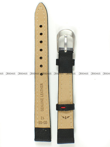 Skórzany pasek do zegarka Bisset BS-158-12-1-4 XL, 12 mm, Czarny