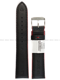 Pasek skórzany do zegarka - Rochet Neptune 7230751 - 20 mm - Czarny czerwone przyszycie