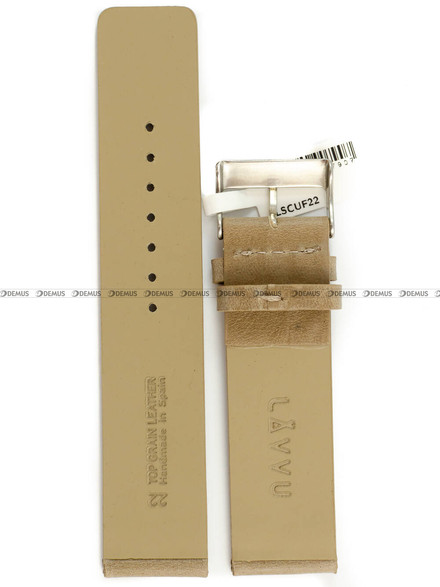 Skórzany pasek do zegarka LAVVU LSCUF22, 22 mm, Beżowy